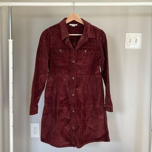 American Eagle AE Corduroy Button Down Dress | Maroon | Red | Burnt Orange | XS